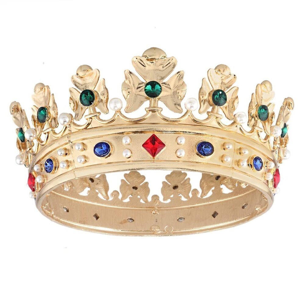 3239 Baroque Royal Crown 's Metal Prince Hair Crown Full Circle Birthday